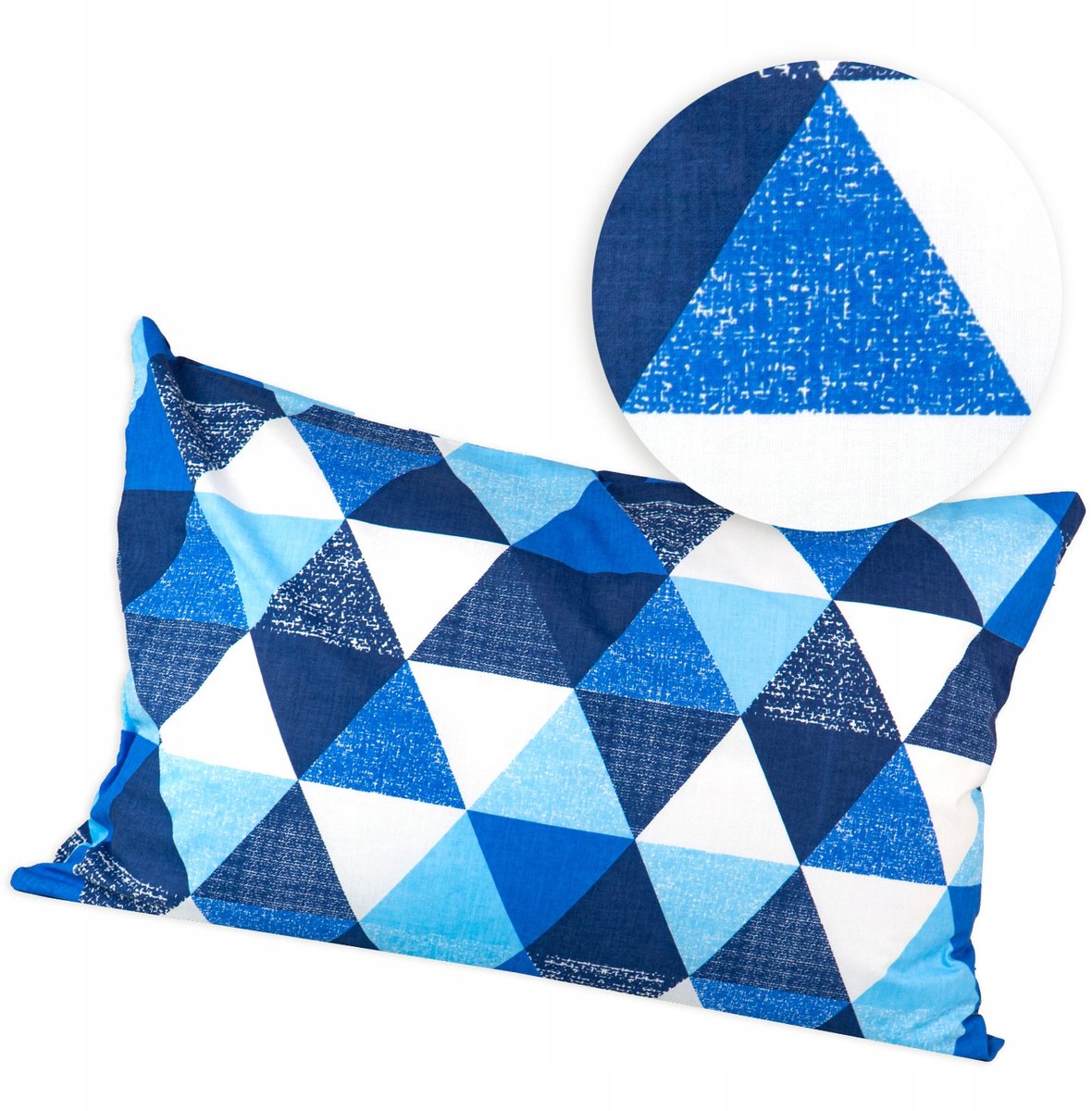Kussensloop 70x80 cm - Blauwe & Grijze Driehoeken - Veilige Rits