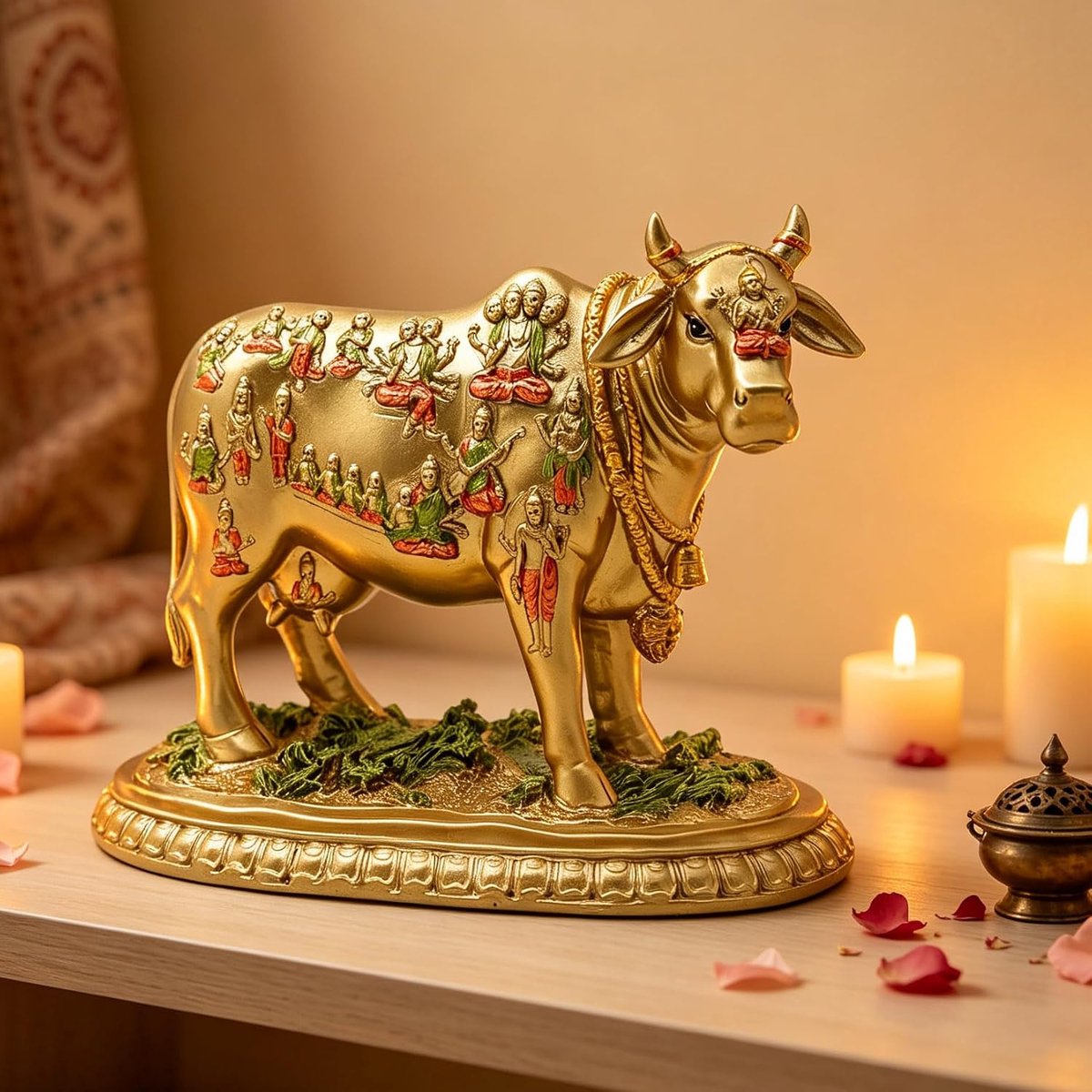 BangBangDa Hindu God Nandi Cow Statue - Hinduism Diwali Gifts Decor Sculpture - Indian Wedding Return Pooja Item - ShopVlot