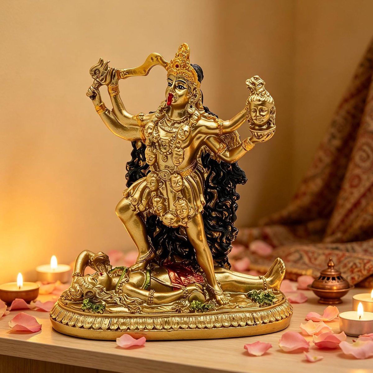 BangBangDa Hindu Goddess Kali Statue Sculpture - Indian God Decorative Antique Idol - ShopVlot