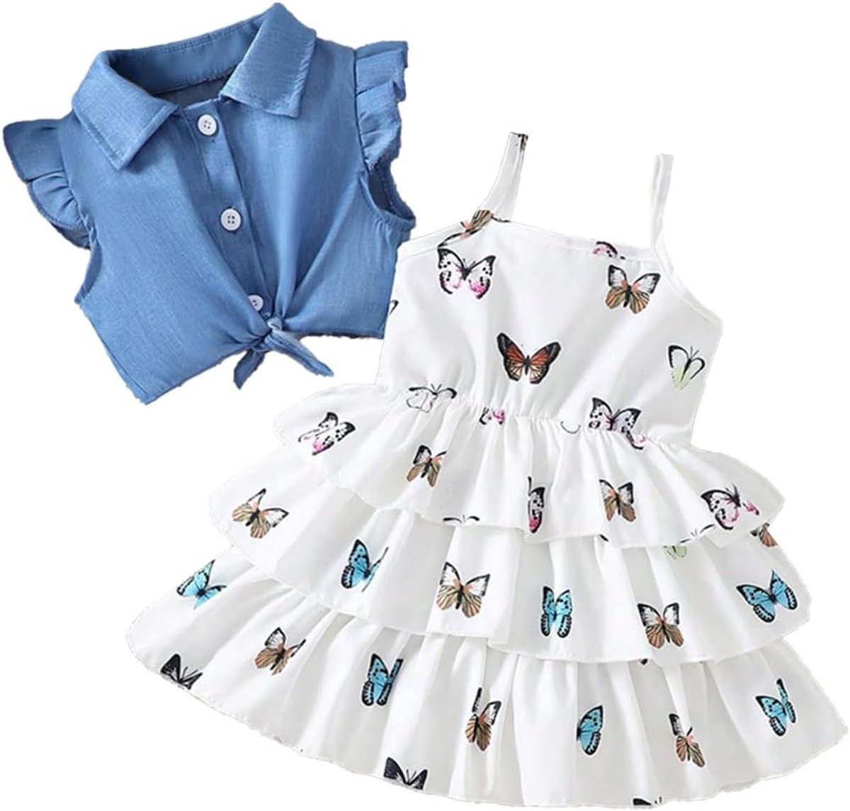 Set voor babymeisjes, tutu jurk en cardigan, 2-delig, elegant, mouwloos, strik, tule, jurk en lange mouwen, cardigan, kleding, outfits