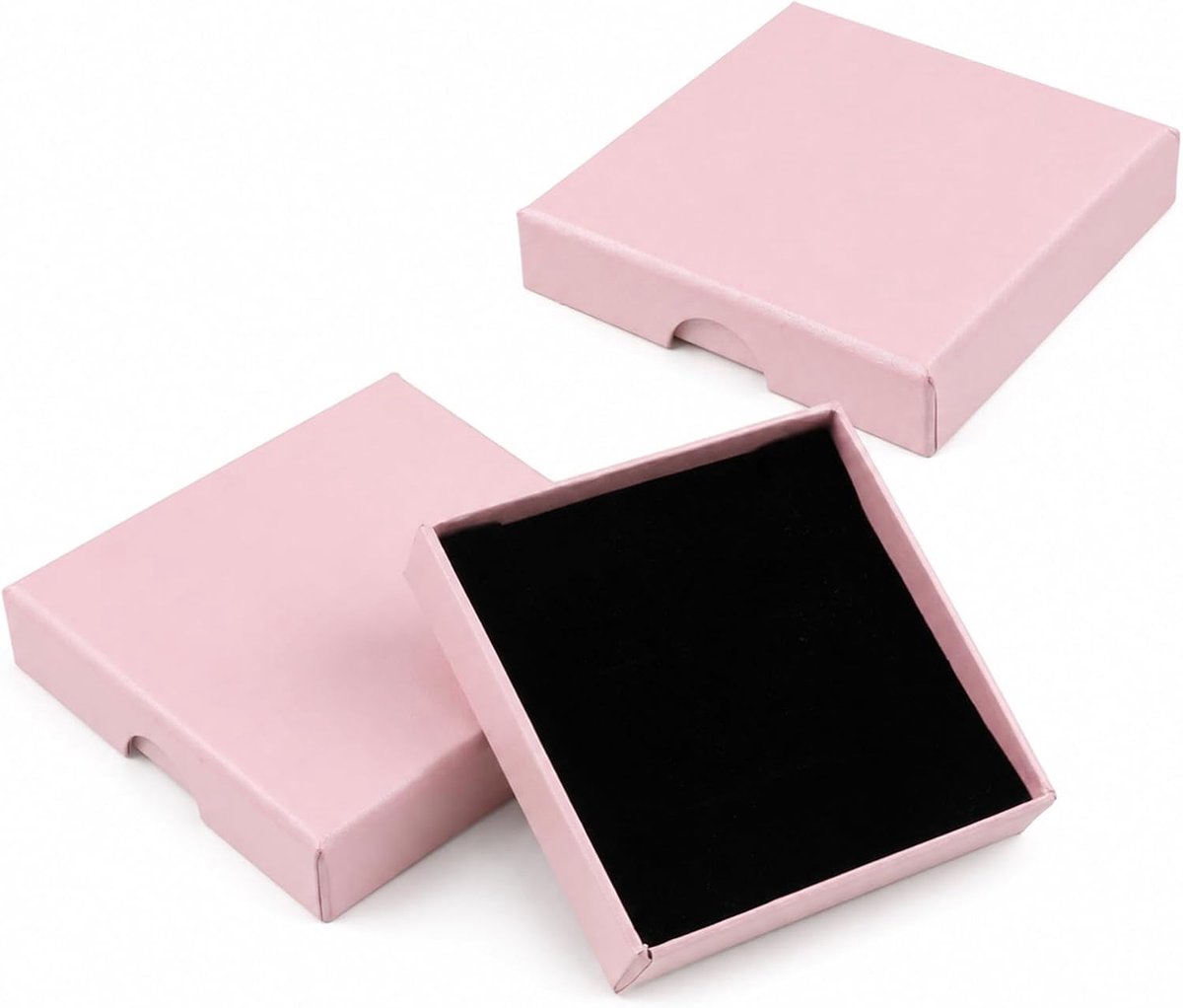 Sieradengeschenkdoos 8 x 8 x 1,6 cm - vierkant - klein roze - bescherming voor sieraden - SnelShoppen