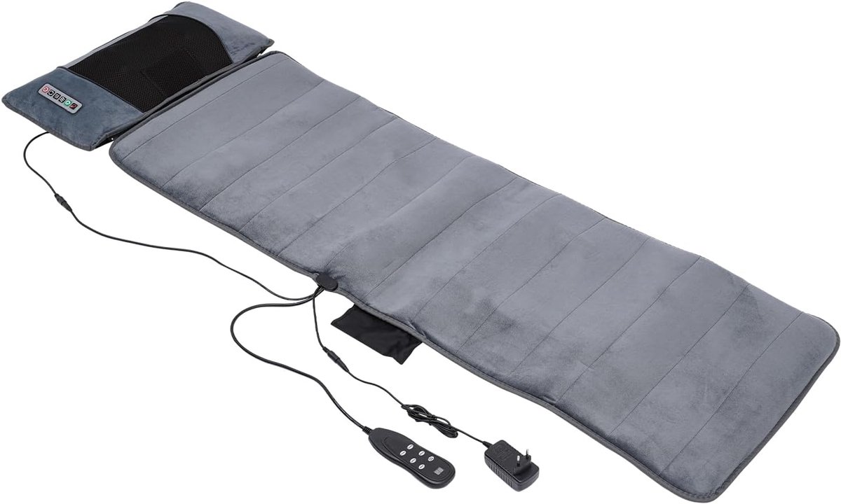 Massagemat met warmtefunctie, 9 modi, massagekussen, verwarmingskussen met 10 vibratiemotoren, massageapparaat voor het hele lichaam, voor pijnverlichting van nek, rug, taille en benen