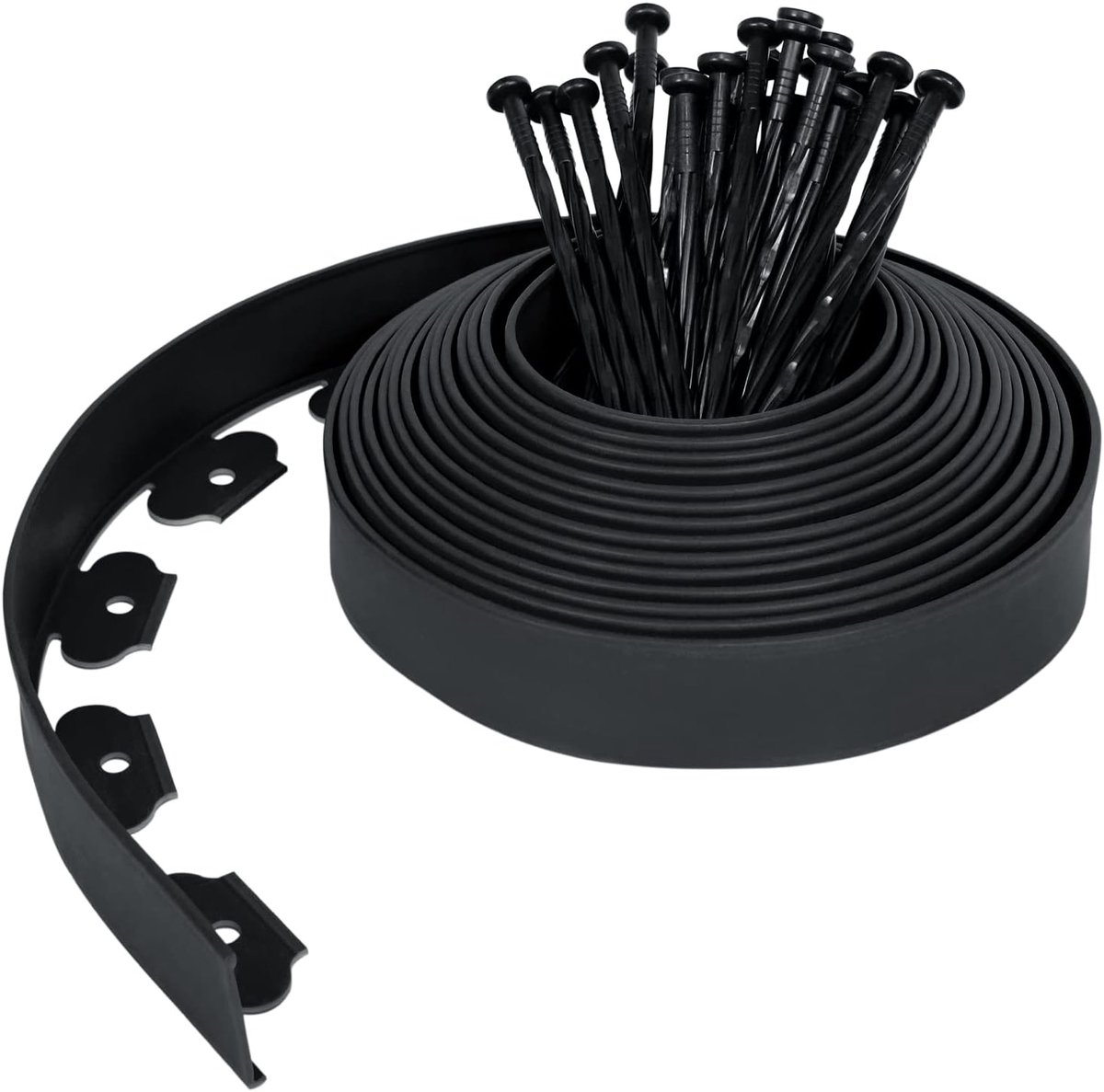 Flexibele Perkranden Plastic, Tuinrandpalissaden met Grondanker, Kromme Bloembedrand Maairand, Plastic Graskant Tuinhek (30m, Zwart)