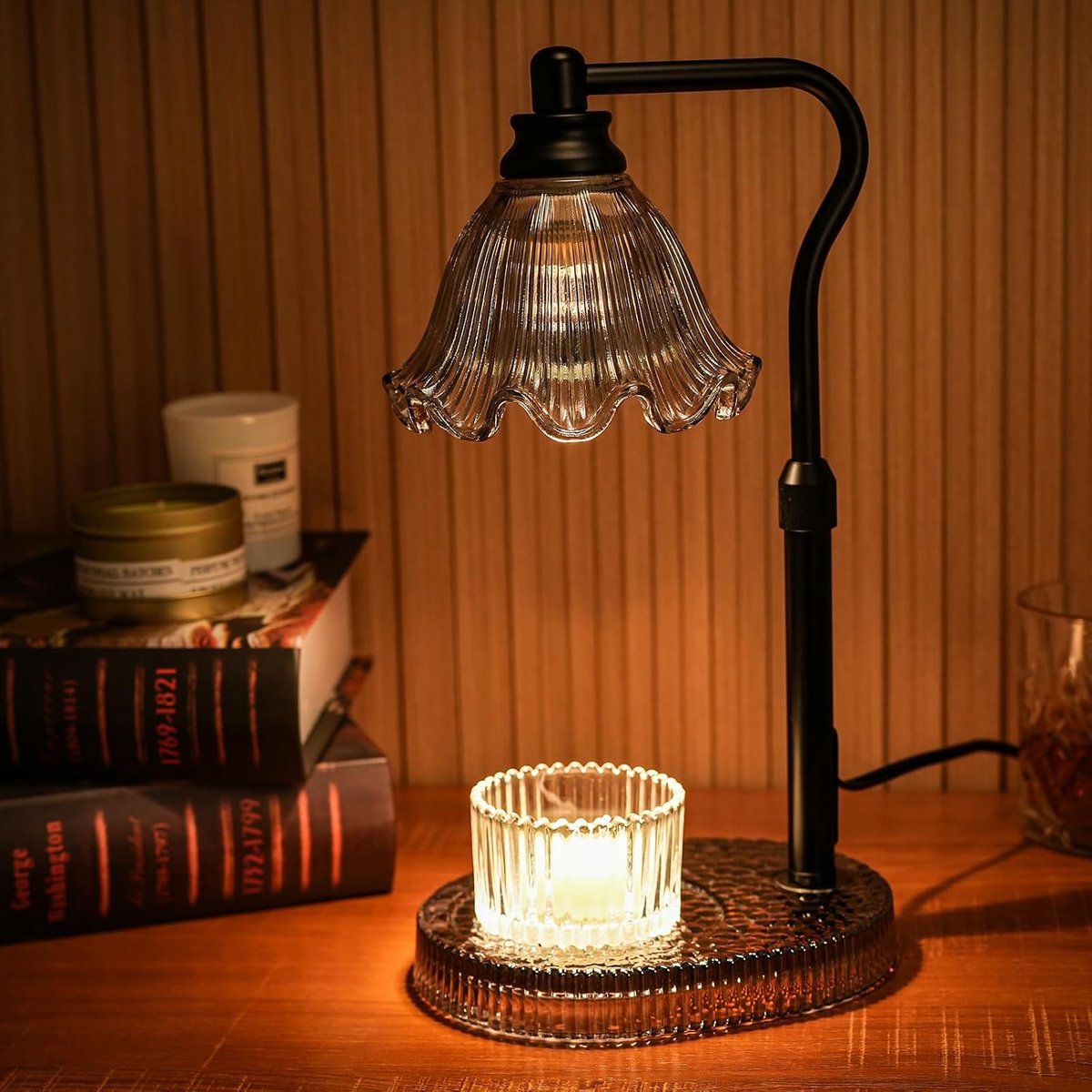 Lamp met timer en dimbare 4-traps helderheid, verstelbare hoogte, voor nieuw huis, slaapkamer, geschenken voor vrouwen (zwart6)