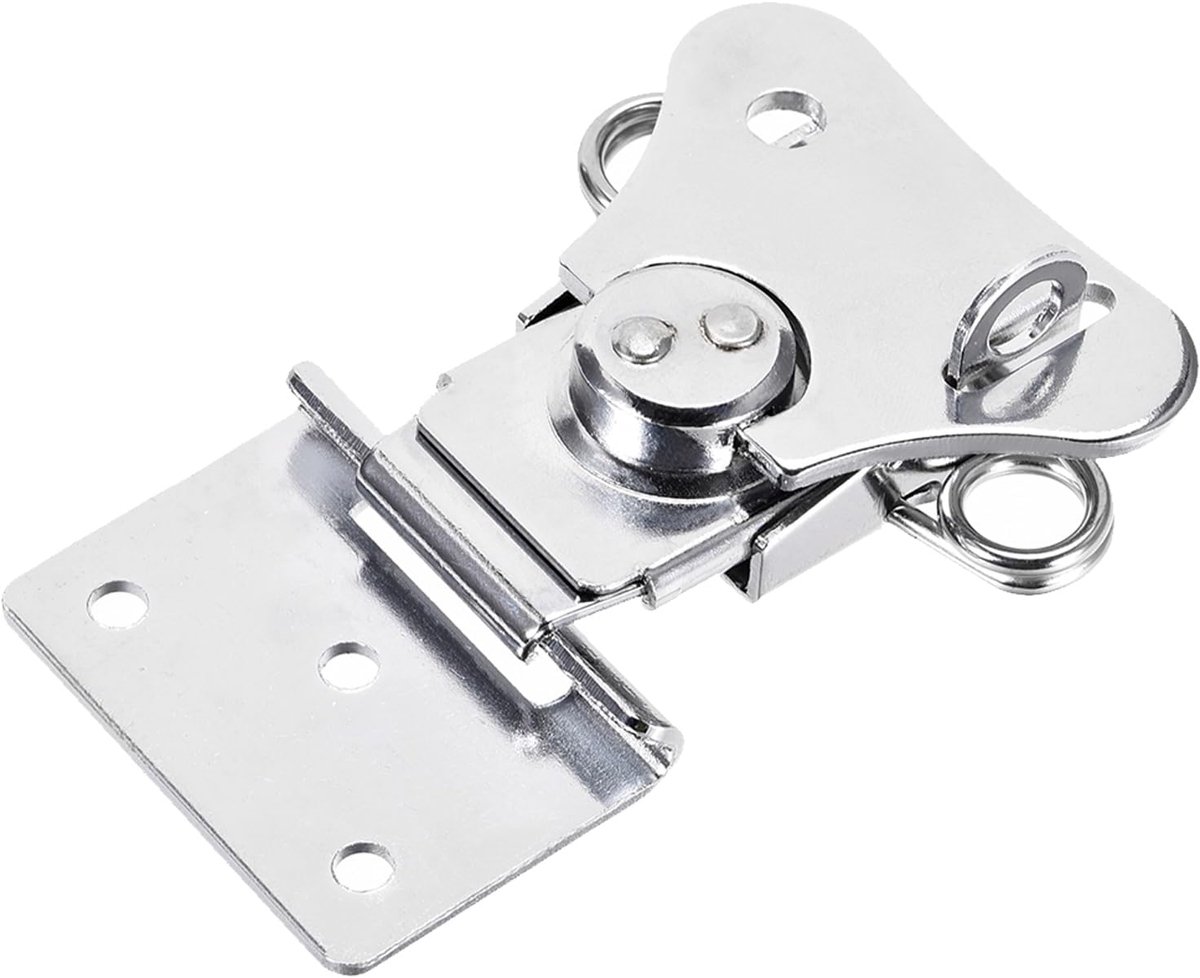 Veerbelaste vlinder twist vergrendeling (65mm/2.56") 1 stuks, ijzer chroom grote keeper-tuimelklemmen met sleutelgat - voor koffers houten kist, zilver