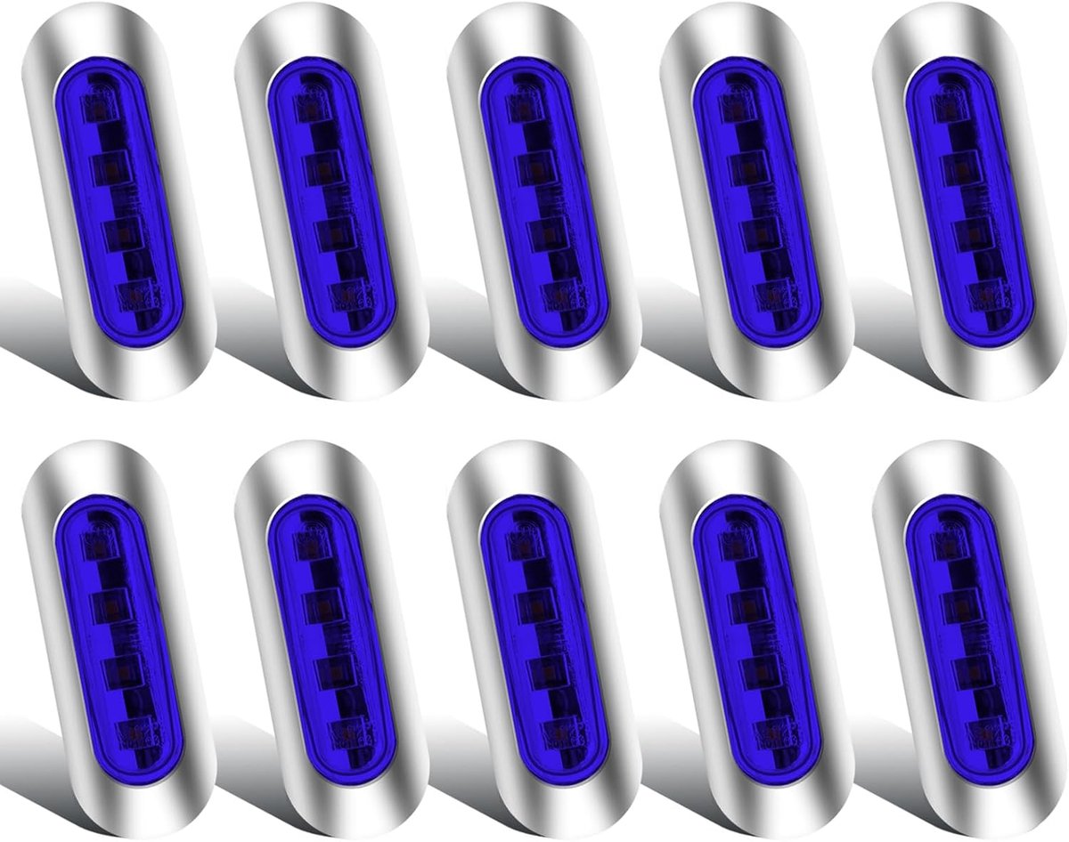 10 stuks zijmarkeringslichten, led, 4 leds, 12 V/24 V, universeel, voor vrachtwagen, caravan, bus, boot, blauw