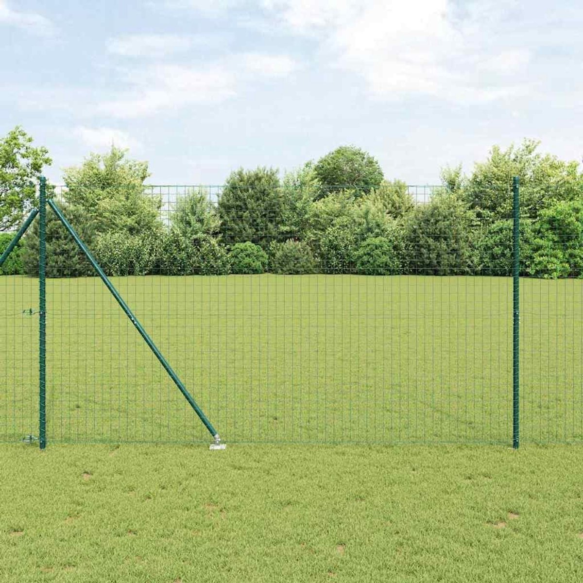 Tuinhek van metaal, omheiningen, weerbestendig en gepoedercoat, stabiele inkijkbescherming voor terras, erf en tuinen, groen, 10 x 1,6 m (50 x 50 mm mesh), spikeanchorfix)