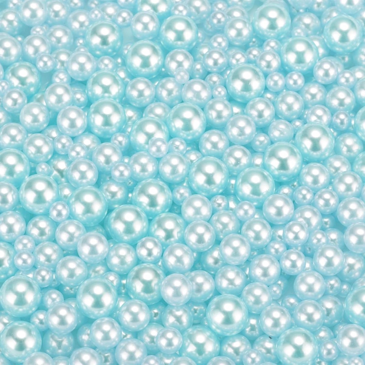 Kralen voor creaties, ronde ABS-kralen, 3-8 mm, zonder gat voor vulstoffen, vazen, sieraden, cosmeticadozen, woondecoratie, lichtblauw