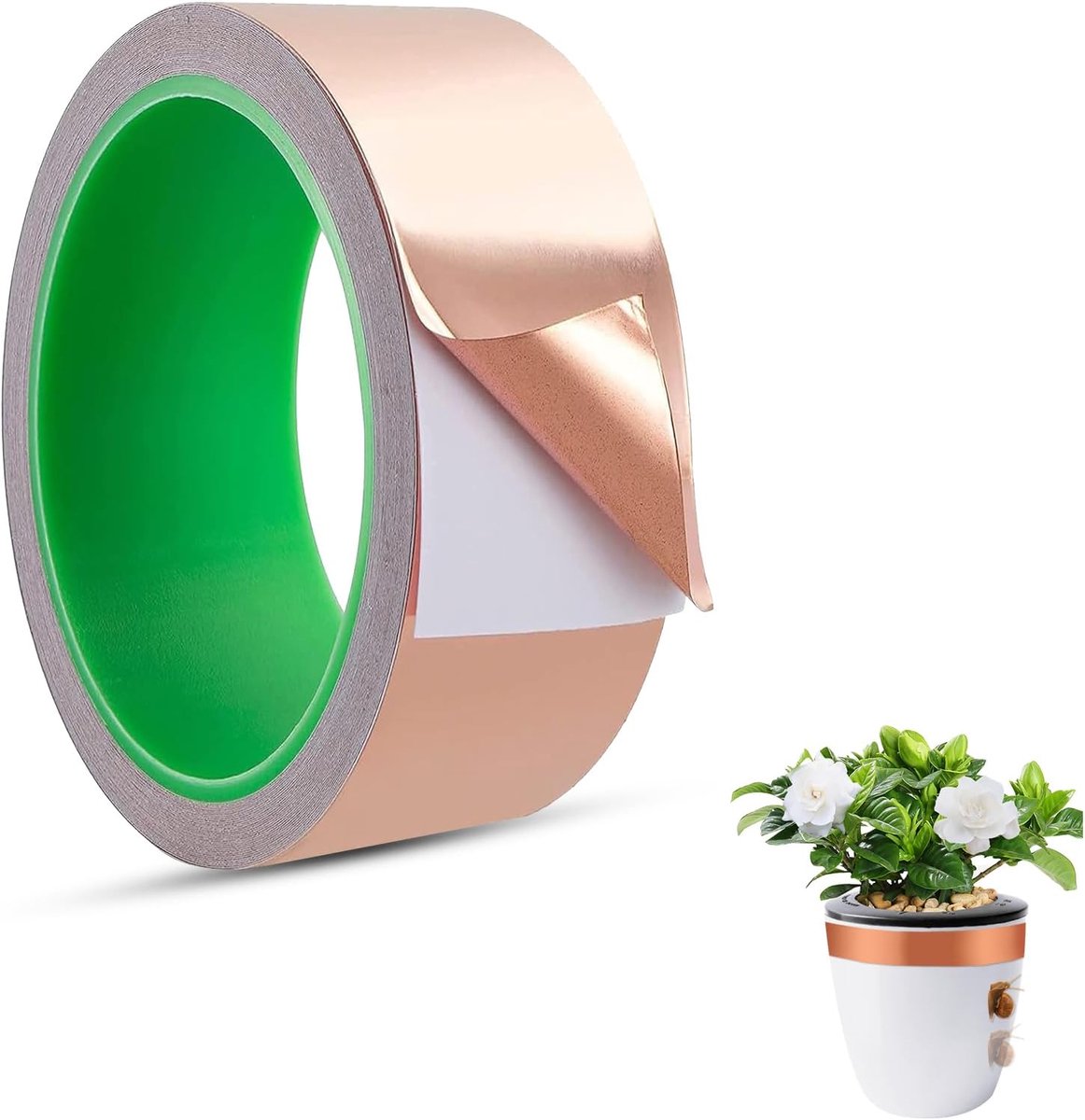 kopertape, 30 mm x 20 m, slakkenbeschermband, zelfklevende koperfolietape, ter bescherming tegen slakken en EMI-afscherming