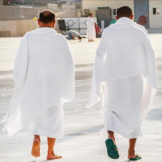 2-delige Ihram pelgrimsdoek voor islamitische Arabische mannen en jongens, islamitische Haj-kleding voor Mecca, Ramadan-gebedskostuum, Shawl Jubba Thobe — afbeelding 3