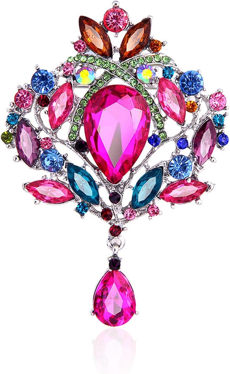 1 stuk damesbroche, glanzende kristallen broche, creatieve retrobroche, kleurrijke simulatiebroche, damesbroche van legering, geschikt voor feestjes, banketten