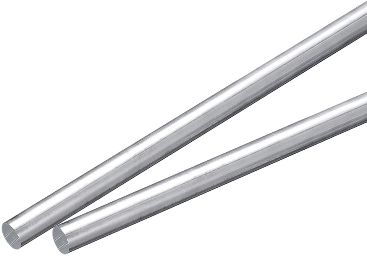 2 stuks aluminium ronde staven met 12 mm diameter, 406 mm lengte, massieve stang van 6061 aluminium voor industrie, bouw, knutselwerk