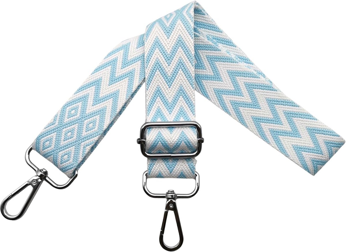 Tasriemen om te wisselen, verstelbare schouderriem voor tassen, tasriem breed, 3,8 cm, schouderriem met karabijnhaak, zilver, schouderriem voor dames, doe-het-zelf tas, kleurrijk, X, lichtblauw, 80