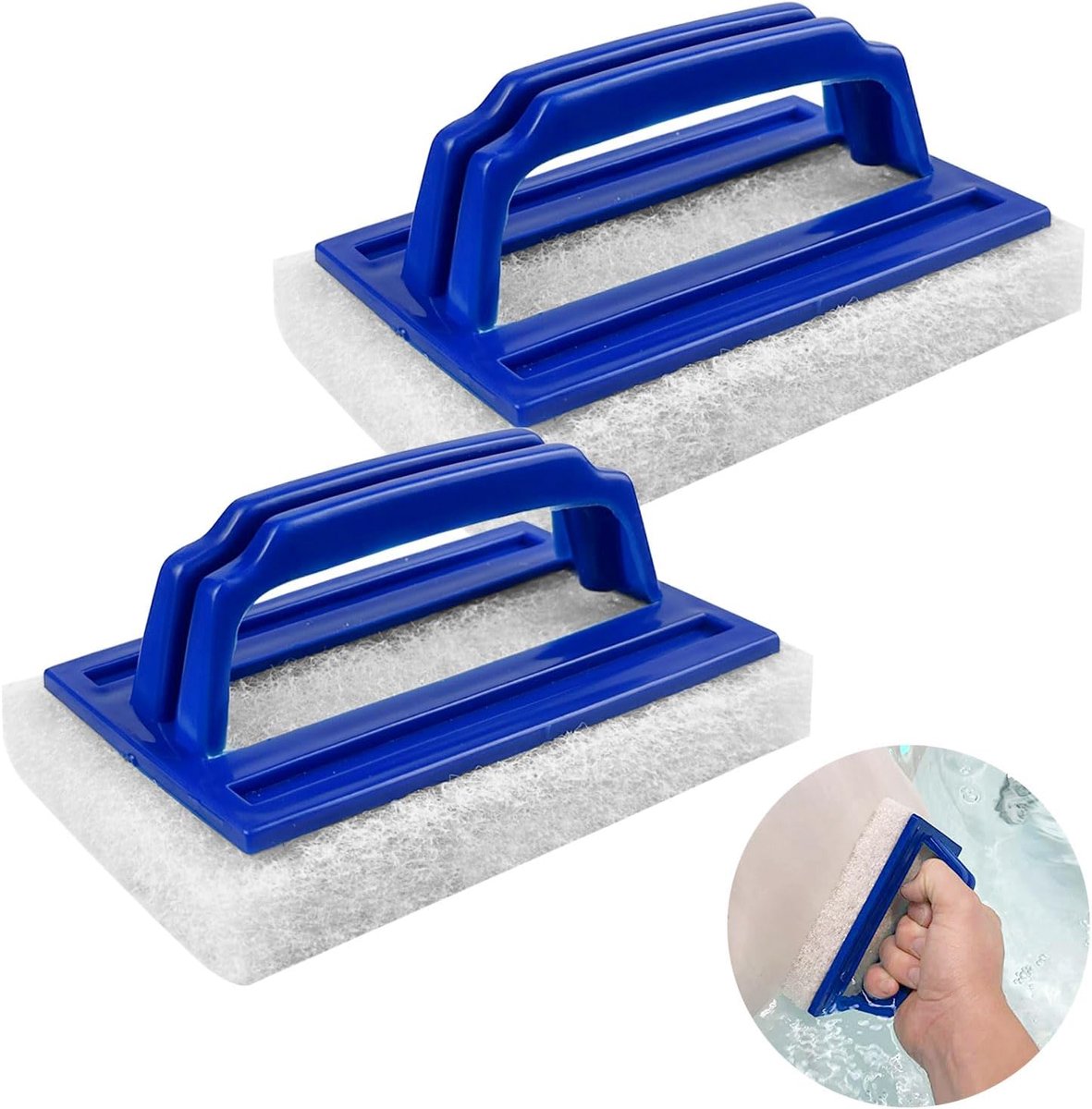 Set van 2 reinigingsborstels voor zwembad met ergonomische handgreep
