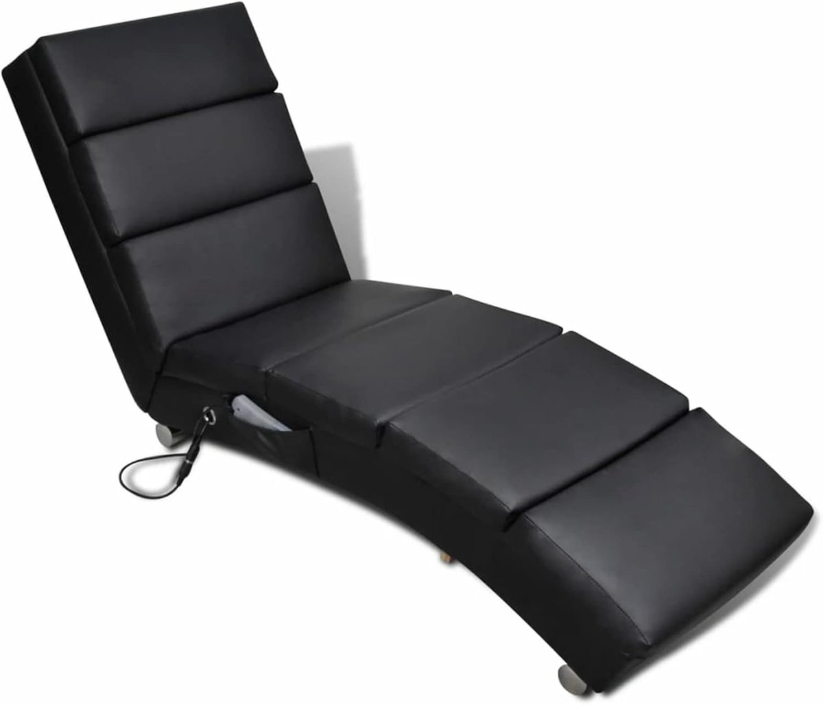 Zwarte massagestoel van kunstleer, ligstoelen, sofabed, meubels, tuinligstoelen, zwembadligstoel voor buiten, zwembad