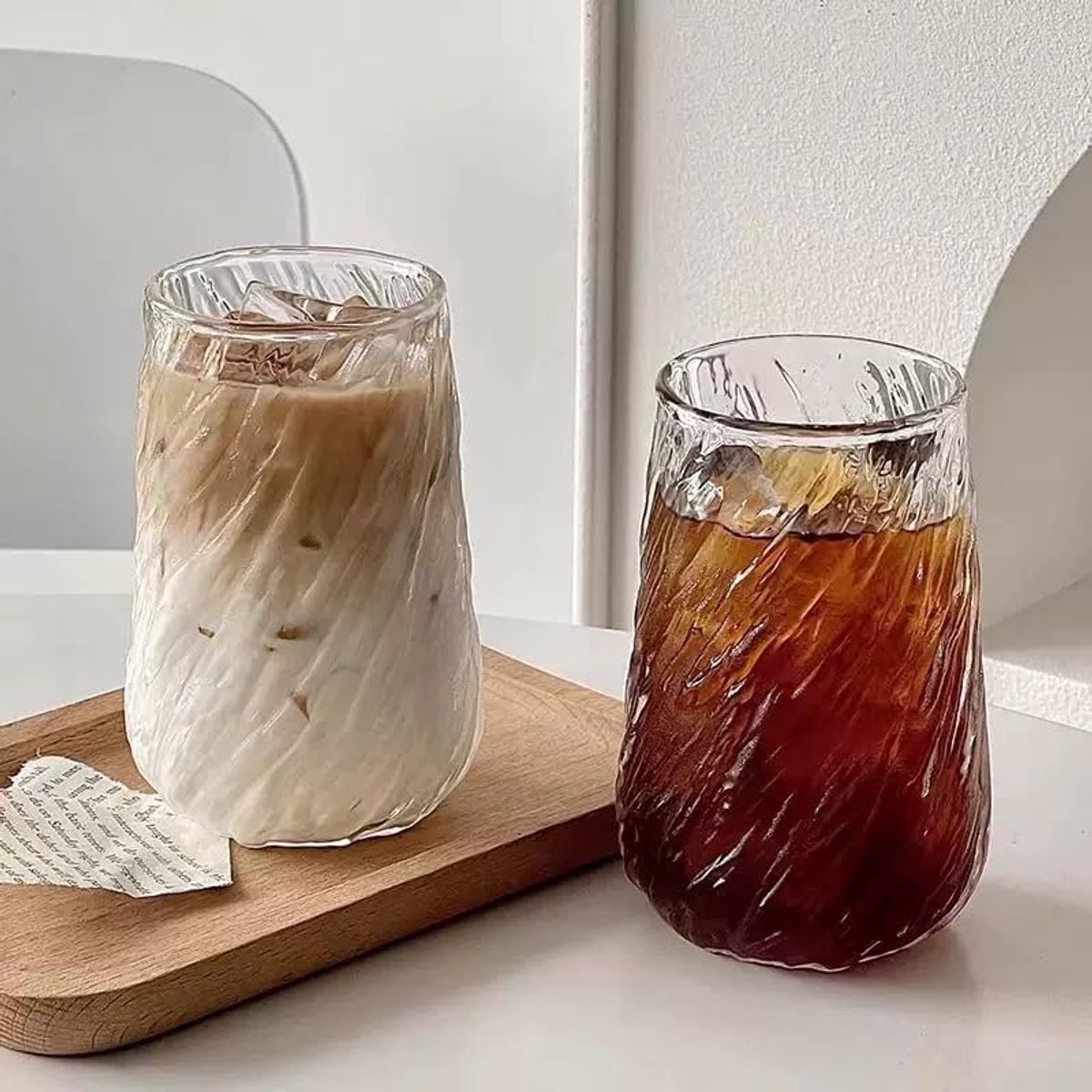 400 ml, set van 2 Crystal Latte Macchiato & Cappuccino glazen, transparant, ijs dessertkopjes, herbruikbaar, cocktailparty, thuis, warme en koude dranken
