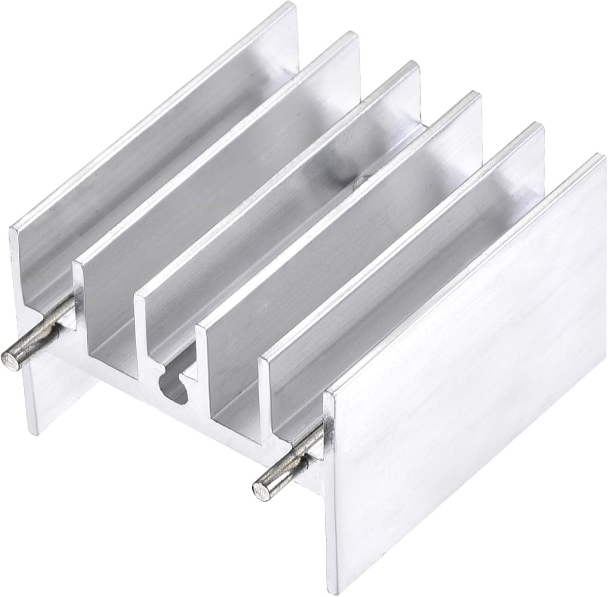 Sourcing map TO-220 aluminium koellichaam voor het koelen van MOSFET-transistordiodes, 25 mm x 23 mm x 16 mm, met 2 steunpennen, zilver