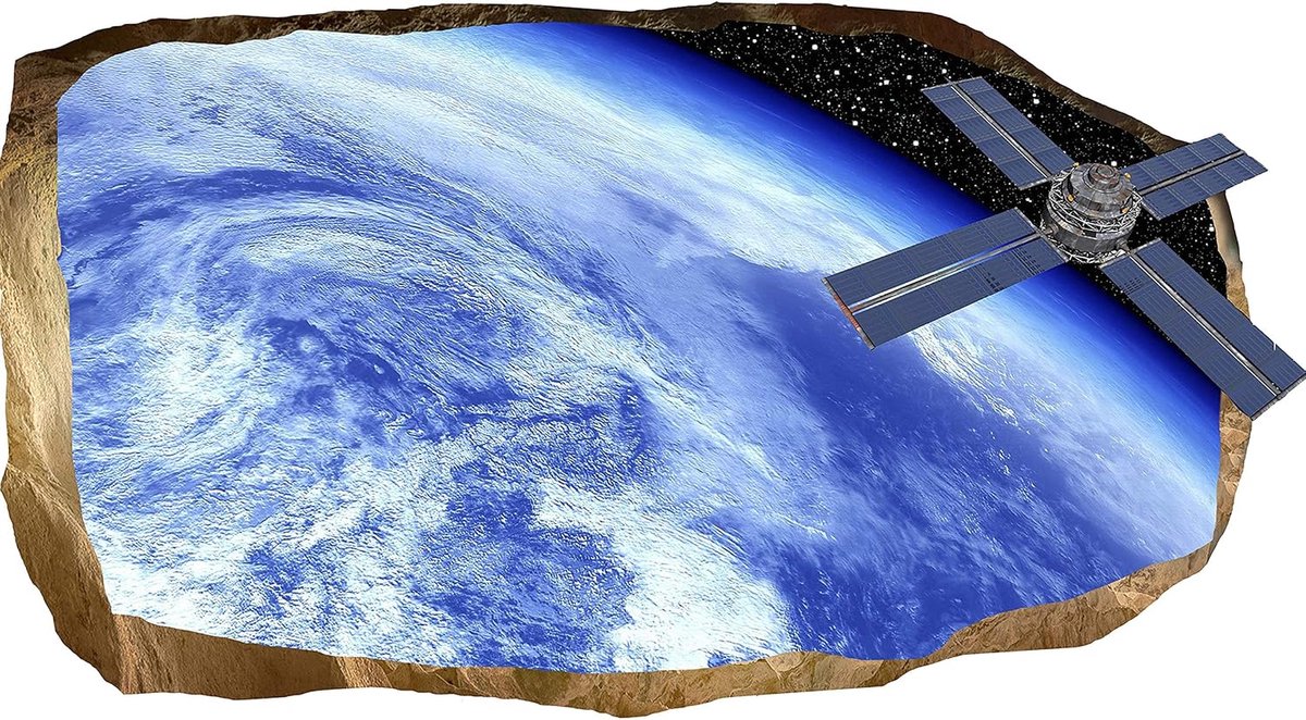 3D Mural Wall Art Foto Muurposter - Satelliet - Kinderen Slaapkamer 120 x 220 cm