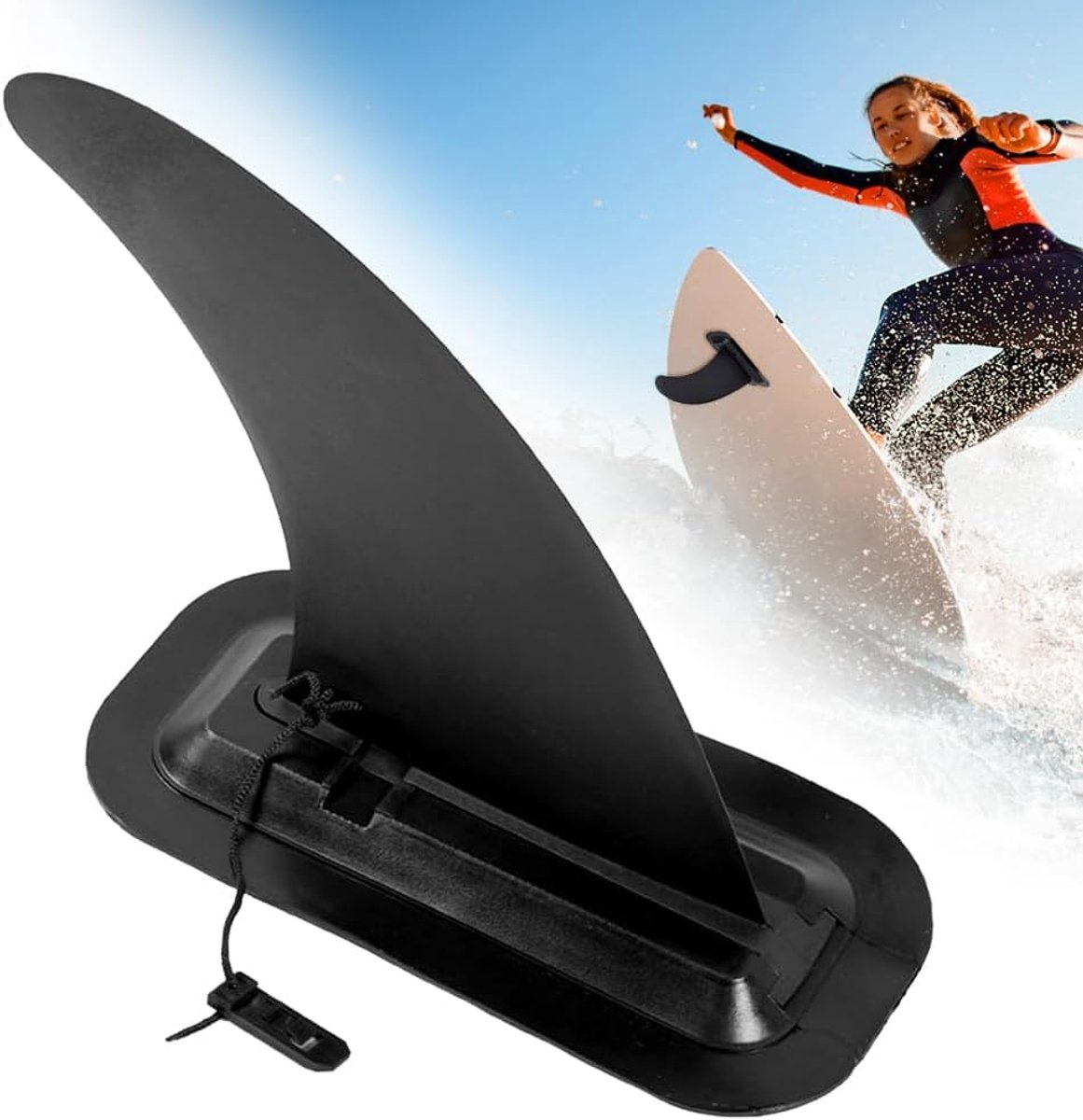 Afneembare universele surfboardvin, met 2 accessoires, 23 cm, afneembare middenvin, veilig versterkt, surfboardvinnen voor stand-up paddle board, longboard, surfboard