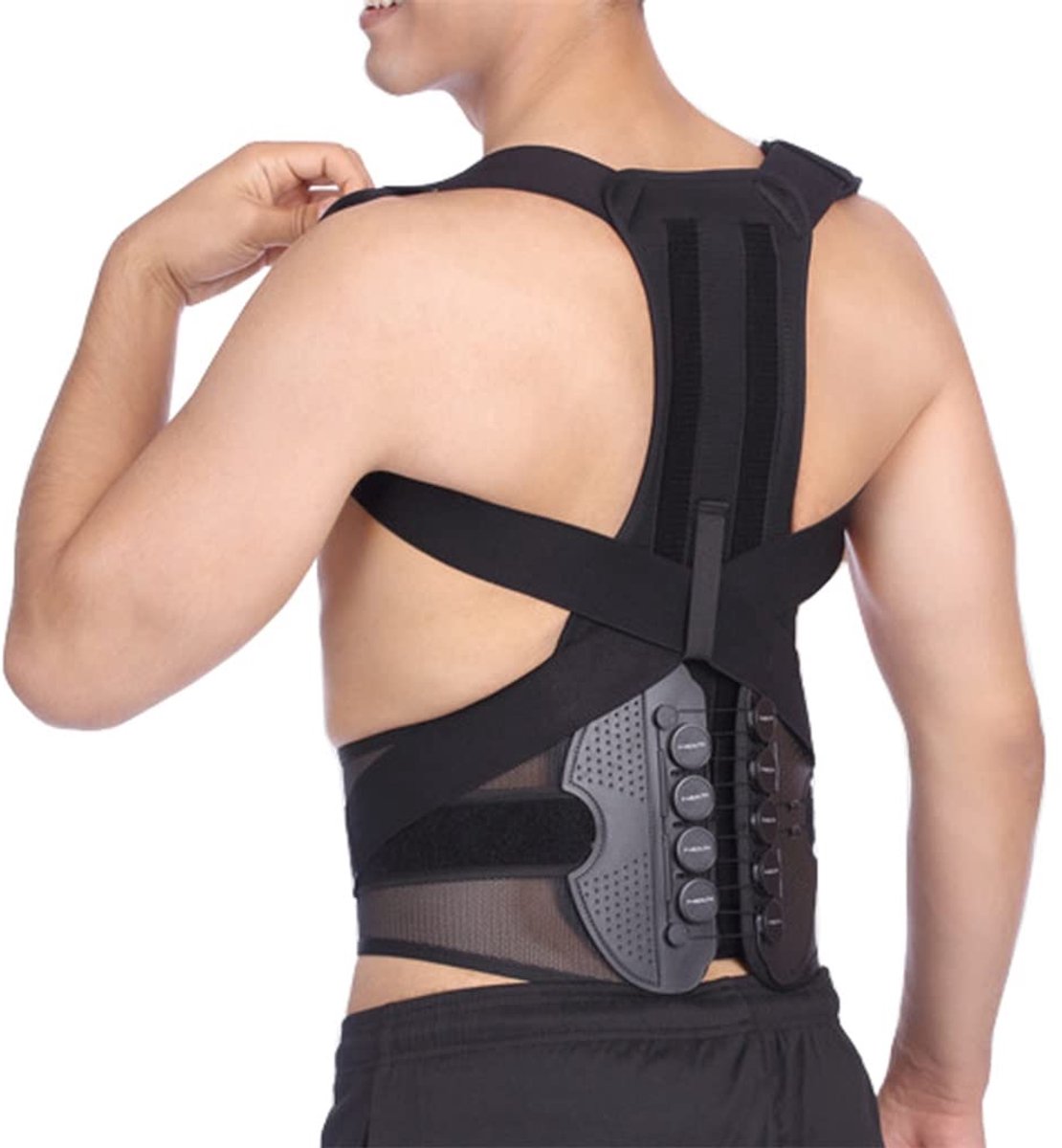 Steunriem Lumbale schouder rugspalk scoliose houdingscorrector corrigeren kyfose (kleur: zwart, maat: code L) Goed
