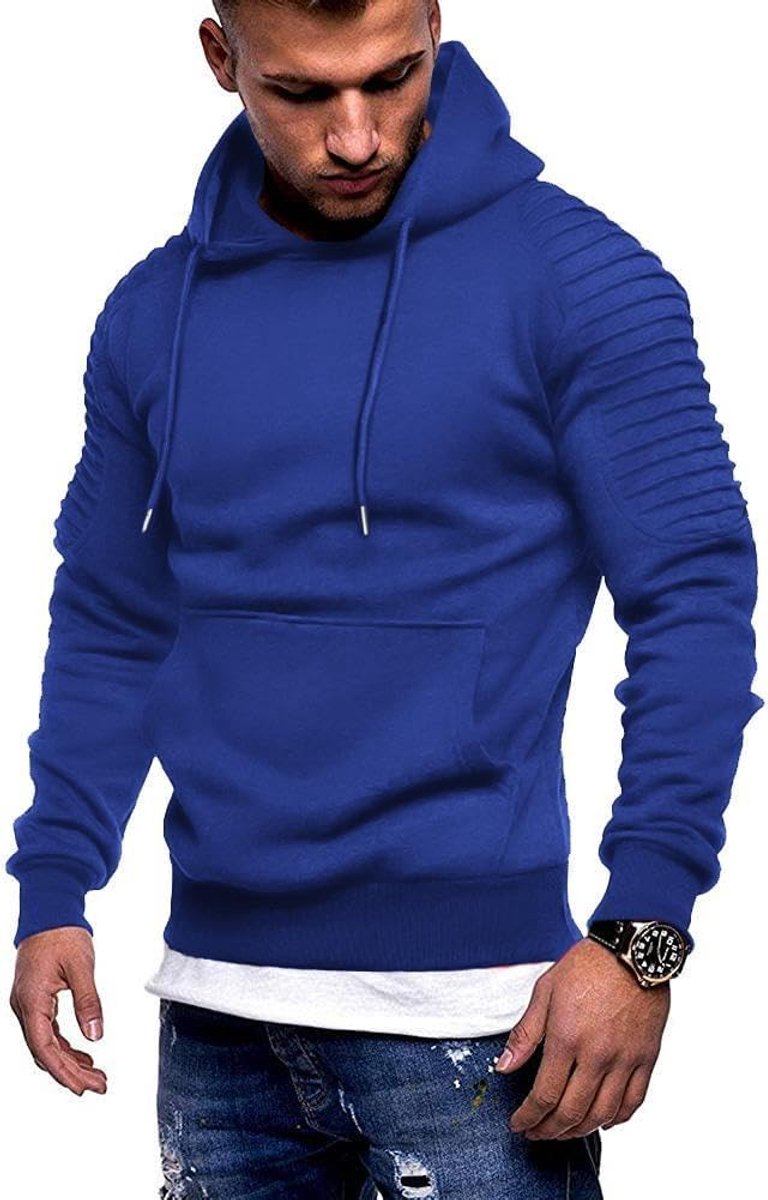 Trainingshulp voor heren, lichtgewicht sportschool, sportief sweatshirt, modieuze trui met capuchon en zak Royal Blue M, koningsblauw, M