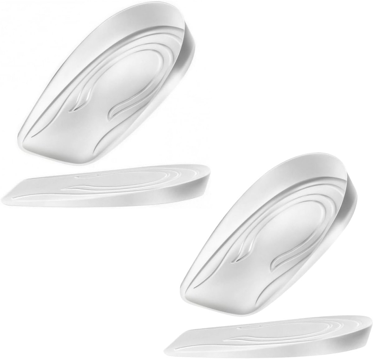 2 paar gel-hielkussens van transparante siliconen, hielwig van 1 cm, voor dames en heren, ter verlichting van plantaire fasciitis en hielpijn, comfortabele inlegzolen voor alle soorten schoenen