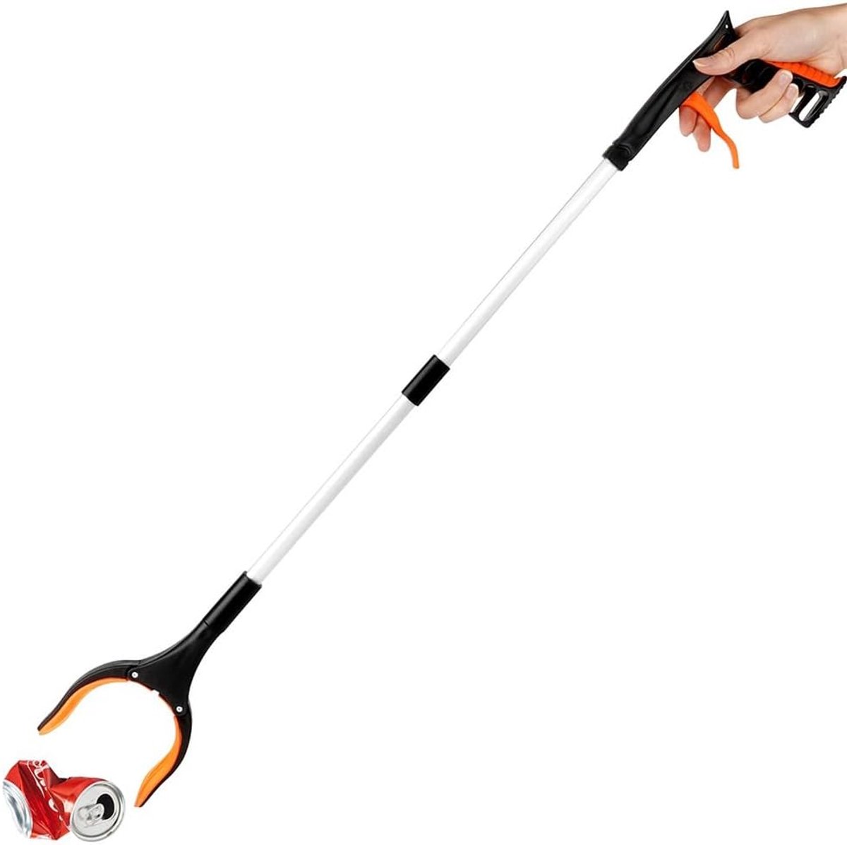 Griptang, opvouwbaar, 79 cm, van aluminium, afvaltang met antislip handgreep, met rubberen punten, grijphulp lang voor tuin, erf en park, inklapbaar, 42 cm