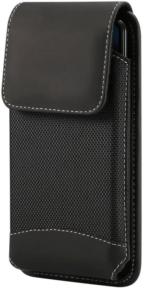 Cover Verticaal Leer en Nylon voor Tecno POP-5P (2021) - Zwart