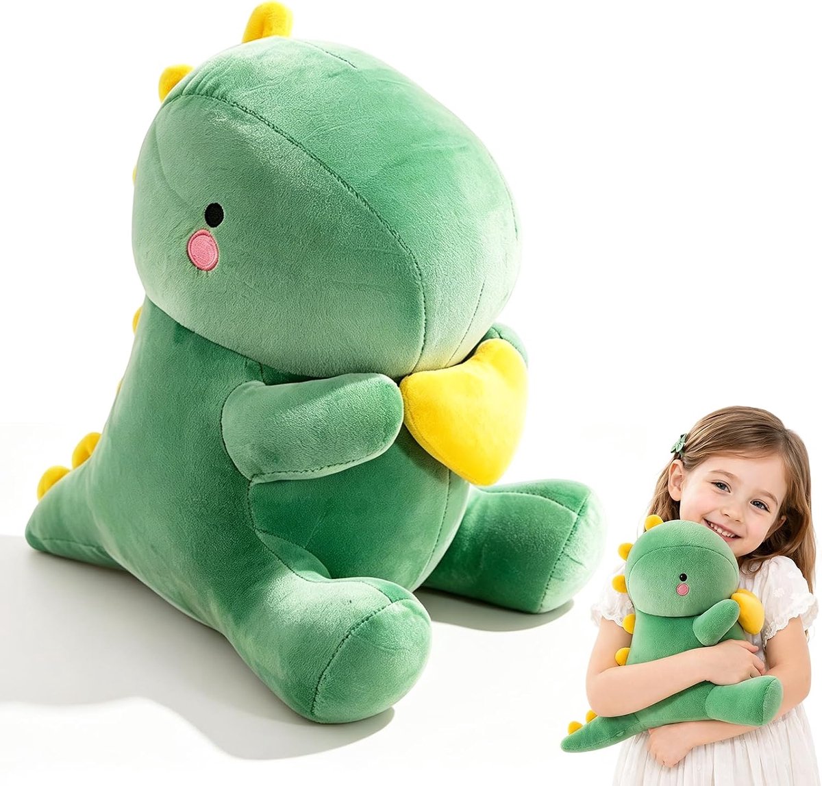 Dier dinosaurus, knuffeldier met hart, schattig dino-knuffeldier, kussen, speelgoed, 30 cm, Kawaii pluche saurier, knuffeldier, dinosaurus, pluche cadeau voor meisjes, vriendin, Valentijnsdag