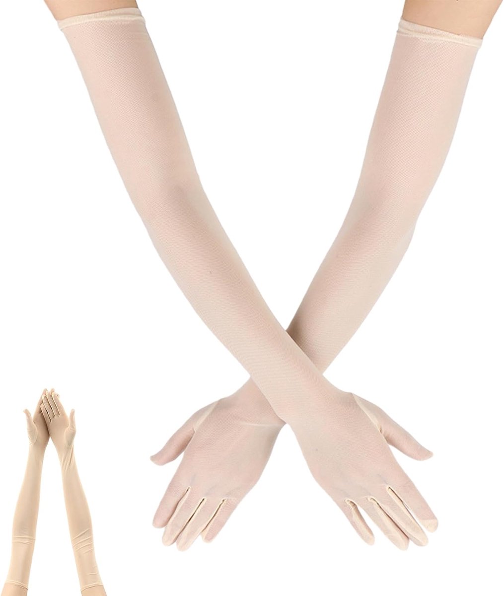 Handschoenen voor dames, tule handschoenen dames, huidskleur handschoenen, kostuum, nethandschoenen, Halloween tule handschoenen, handschoenen kostuum, elegante lange armwarmers handschoenen