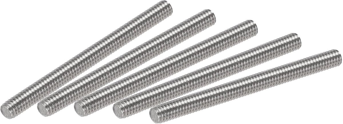 sourcing map 25 stuks M4 x 50 mm volledige stang 304 roestvrij staal rechtse schroefdraad, M4-0,7 schroefdraad helling