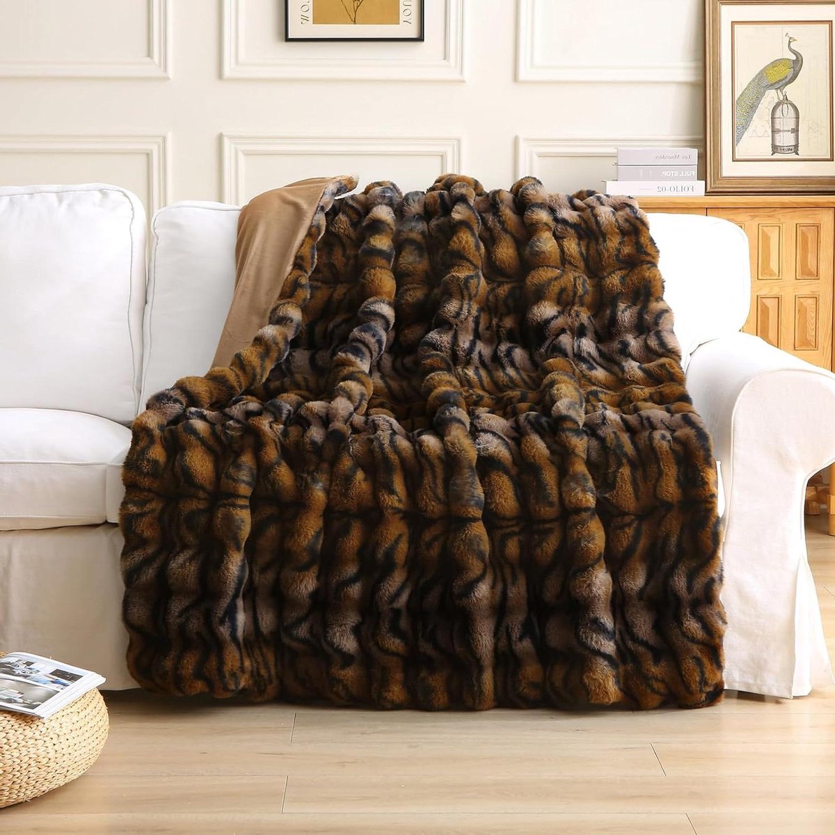 Plush Plaid - Faux Fur Deken - Gezelligheid Thuis - Omkeerbaar Ontwerp - 130x150 cm - Tijgerprint