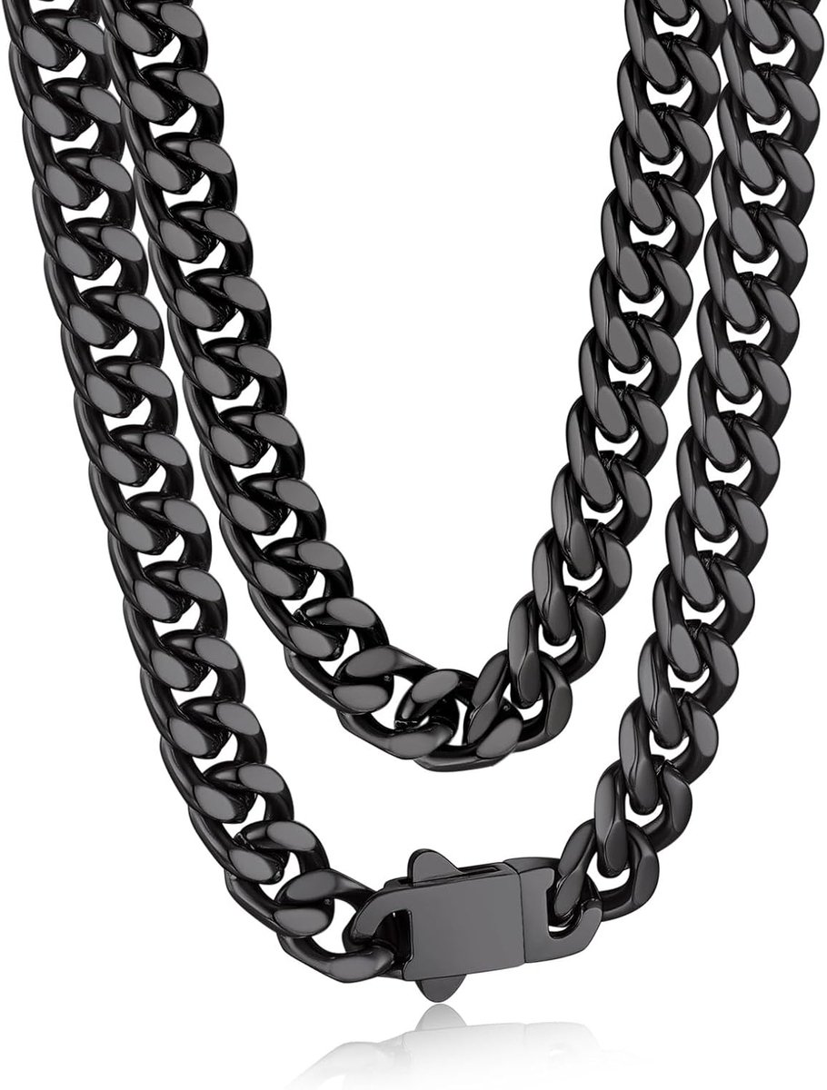 Halsketting voor heren, roestvrij staal, 5 mm breed, zilver/goud/zwarte ketting voor heren, selecteerbaar, 45 tot 76 cm lang, modesieraad, hiphop-ketting accessoires voor mannen en jongens