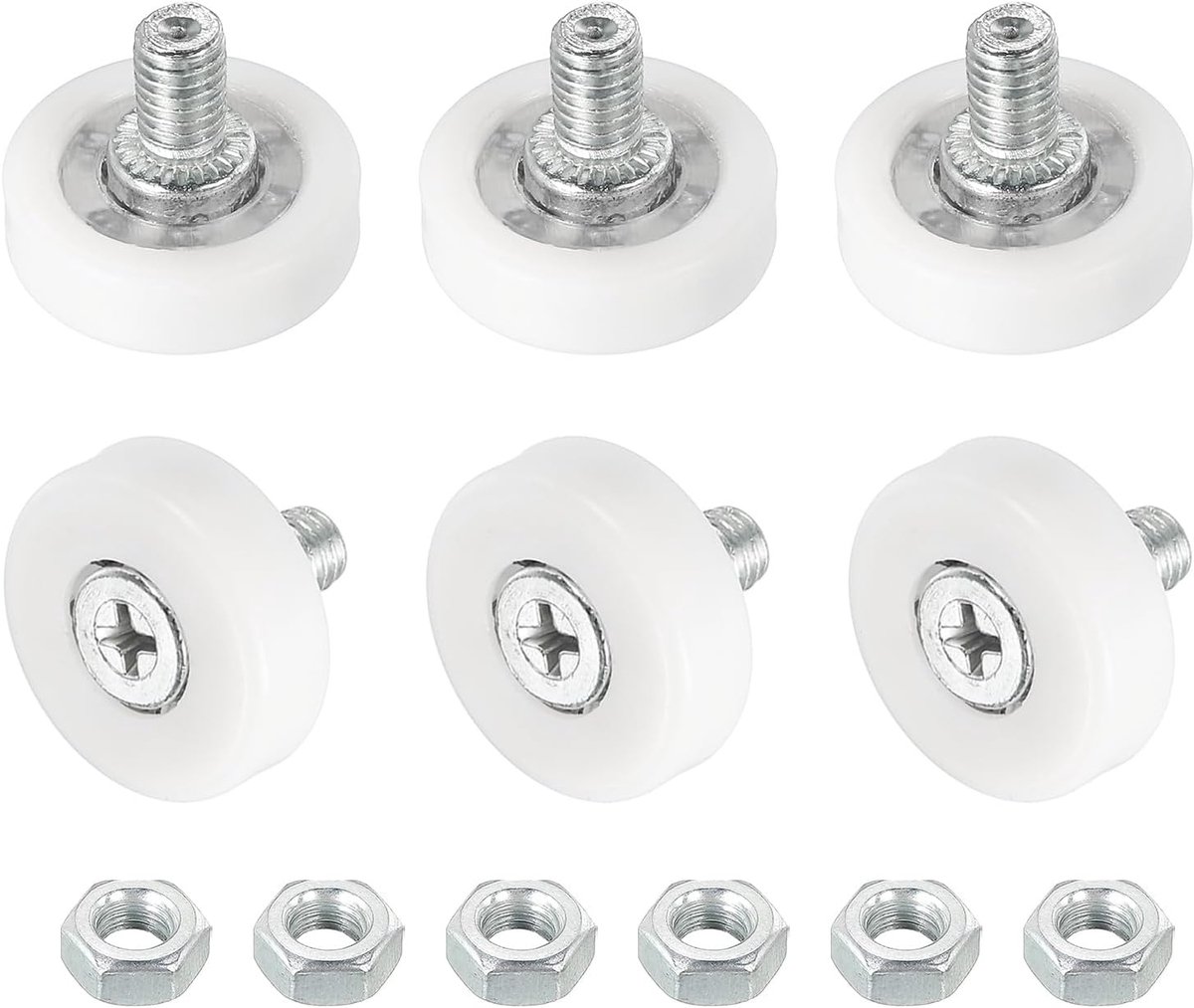 Ladewielen Nylon Kast Ladenrol Reservewielen Lager 22 mm Ladenpositioneringsrol Ladenrail geleiders met Moeren voor Meubelonderdelen Kast 6 stuks