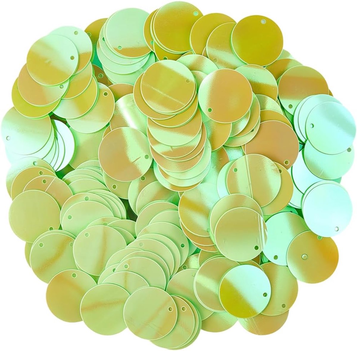 50G Groen 20 Mm Platte Ronde Pailletten Paillettes Losse Bulk Grote Pvc Iriserend met Een Gat Borduurwerk Applique Spangle Pailletten Voor Naaien Maken Kerstfeest Ornamenten Diy Craft