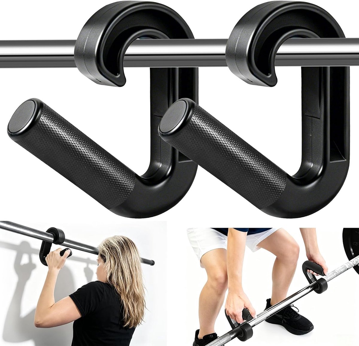 2 stuks optrekgrepen voor sportscholen, 90 graden haak, fitnessgrepen, roeigreep-kabeltrekaccessoires, neutrale grip, greepbevestiging voor optrekstangen, rugtraining, lange halters