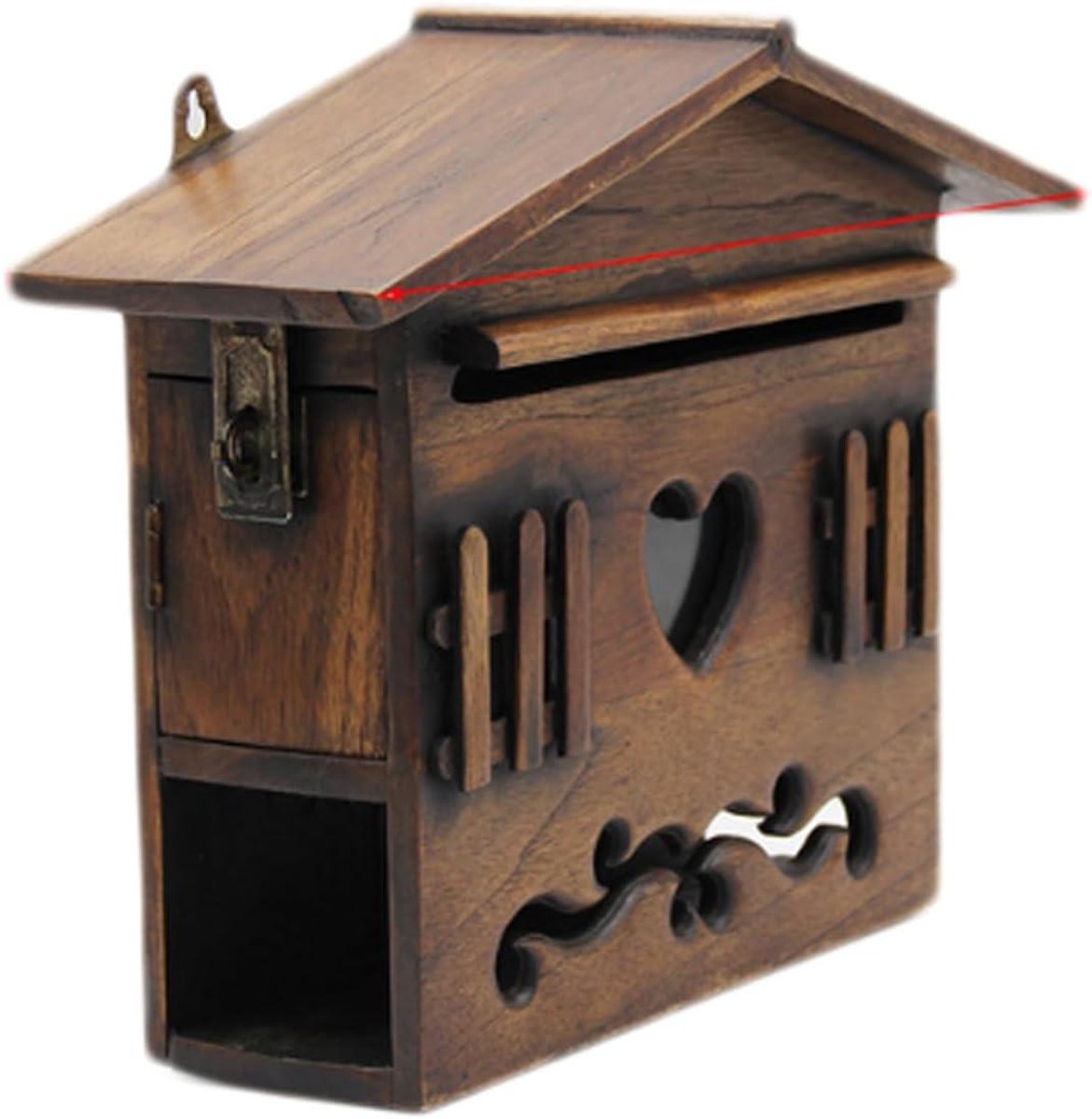 Brievenbus Hout - Postbus Wandmontage - Thuis Post Opslaan - Creatief Huisontwerp - 10 x 31 x 18.5 cm - Bruin
