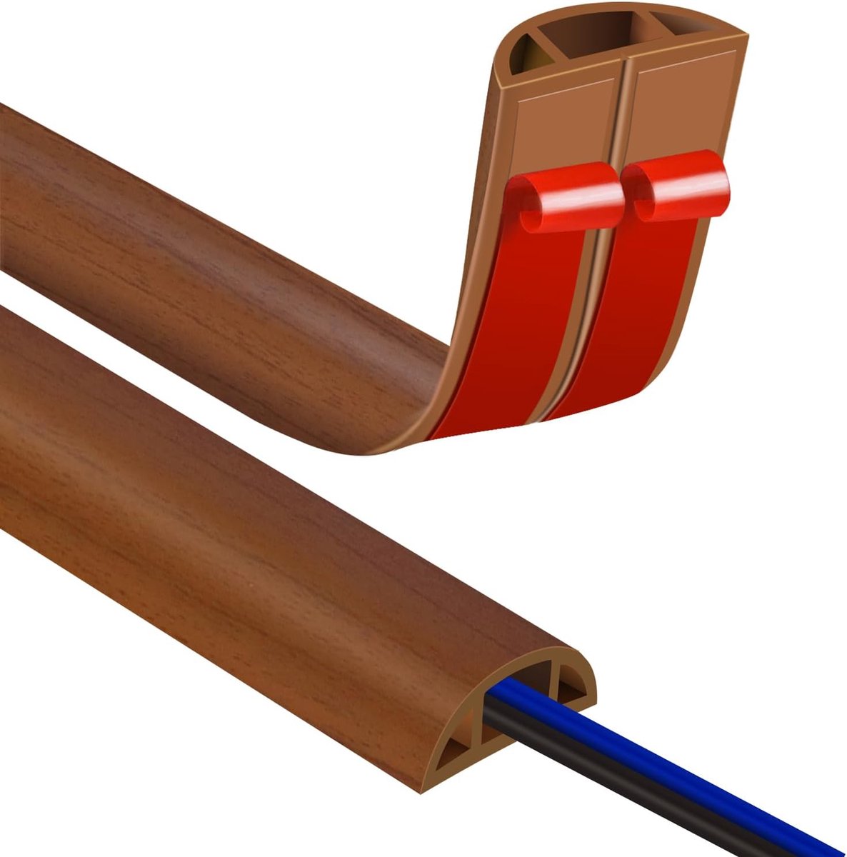 Kabelbrug Halfronde Vloerkabelhoes 3M Flexibele Kabelgoot Zelfklevende Vloer Kabelgoot, Mini Cable Trunking Voor Kantoor, Concert etc, Kabel Bescherming en Preventie Van Struikelgevaar