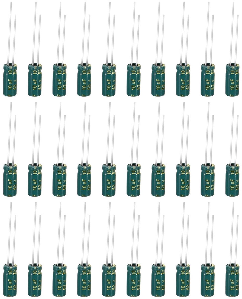 63V 10uF elektrolytische condensatoren, 100 stuks elektrolytische condensatoren van aluminium met hoge frequentie 5 x 11 mm voor tv, LCD-monitor, koelkast, printplaten, groen
