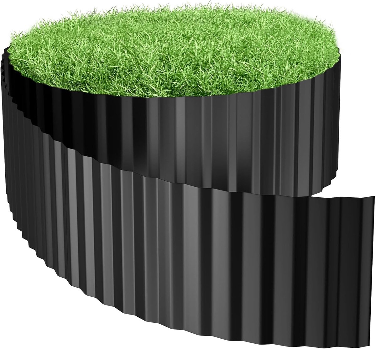 Gazonrand, metaal, 20 m, golven, gegalvaniseerd, bloembedbegrenzing, 18 cm hoog, gazonrand, ideaal voor gazonbegrenzing, flexibele borderrand voor tuinliefhebbers en landschapsarchitectuur