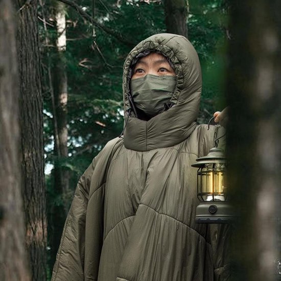 Kampeer Poncho Slaapzak - Outdoor Deken Cape - Kamperen Wandelen - Waterdicht Ademend - 140x113 cm - Groen — afbeelding 2