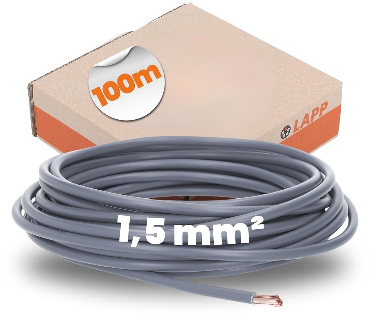Wiring kabel 100m - H07V-K 1.5mm² grijs - flexibele koperen draad - ideaal voor schakelkasten en lampen - ShopVlot