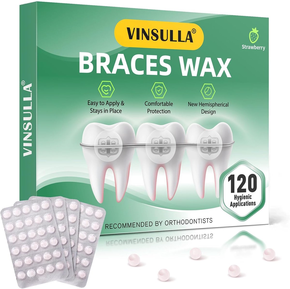 Orthodontische Wax voor Beugels - 120 Stuks - Aardbeismaak - Zoete Bescherming - ShopVlot