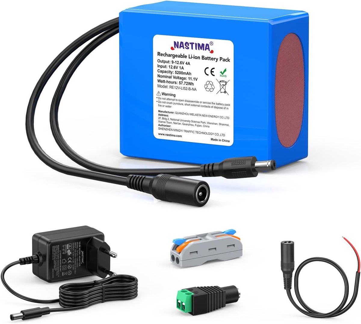 Lithium-ion batterij 12 V 5200 mAh - Inclusief oplader - Geschikt voor camera en elektronisch toetsenbord - ShopVlot