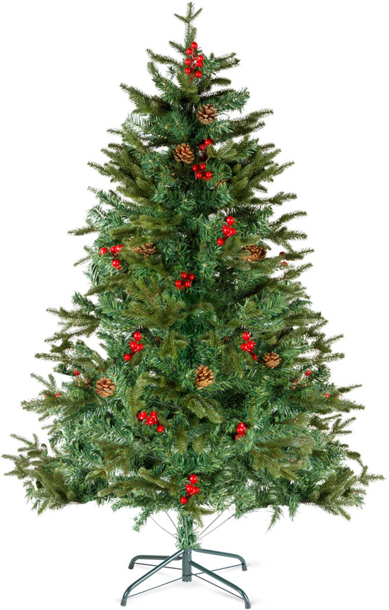 Kunstkerstboom - 120 cm - PE / PVC - met rode bessen 1 Stuks [56481A]