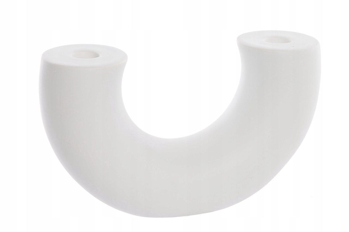 Moderne Keramieken Kandelaar - Mat Wit, Halve Cirkel Design
