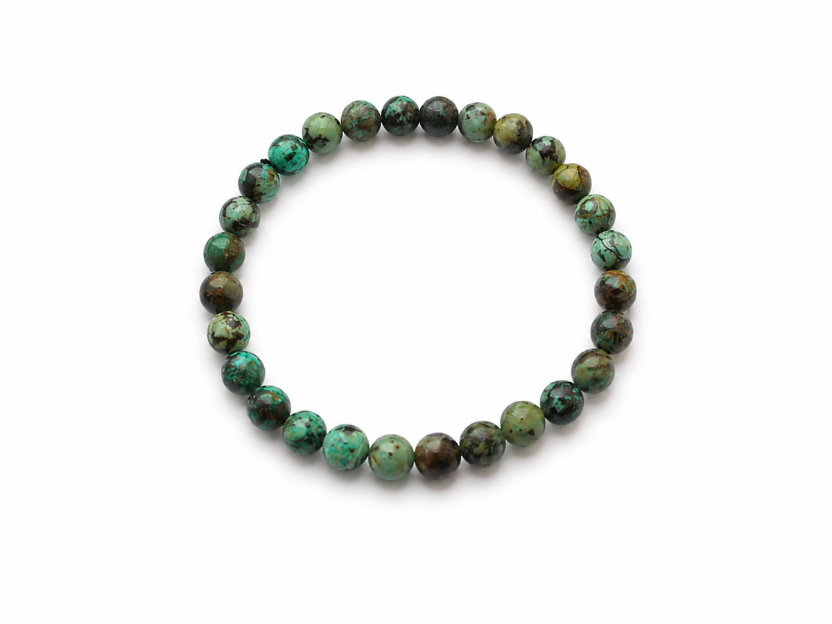 Turkoois Armband 6 mm – 17 cm – Edelsteen Armband met Ronde Kralen- Armband - Edelsteen armband - Multikleur edelsteen armbad - Turkoois