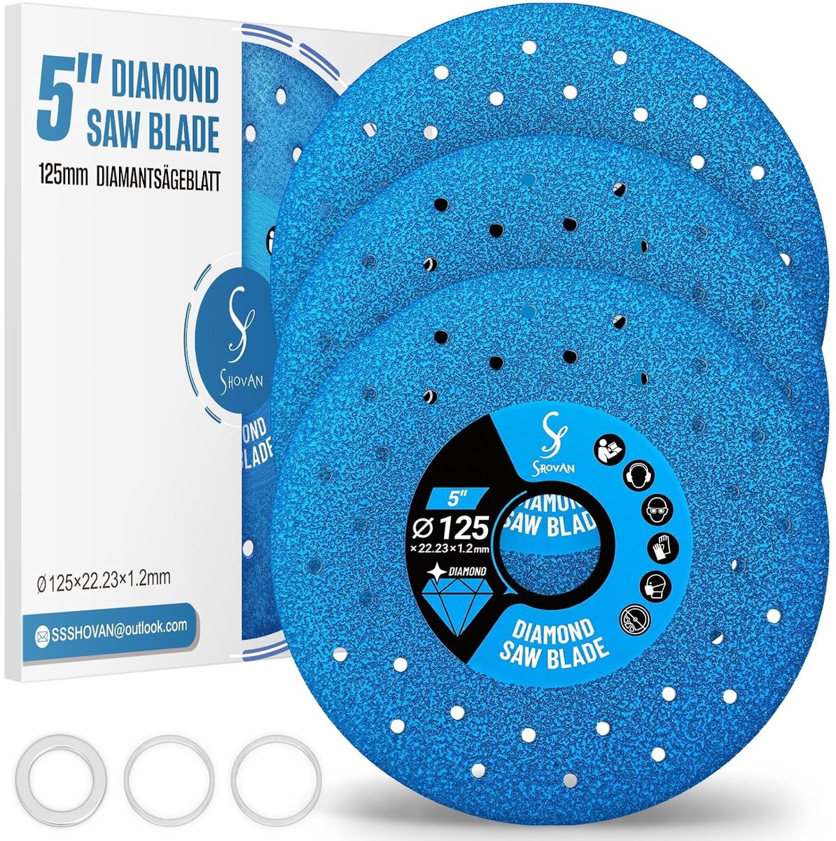 Schuurdiscs 125 mm - 1 mm dunne diamant - voor slijpen en zagen van steen, metaal en kunststof - Pack van 3 - ShopVlot