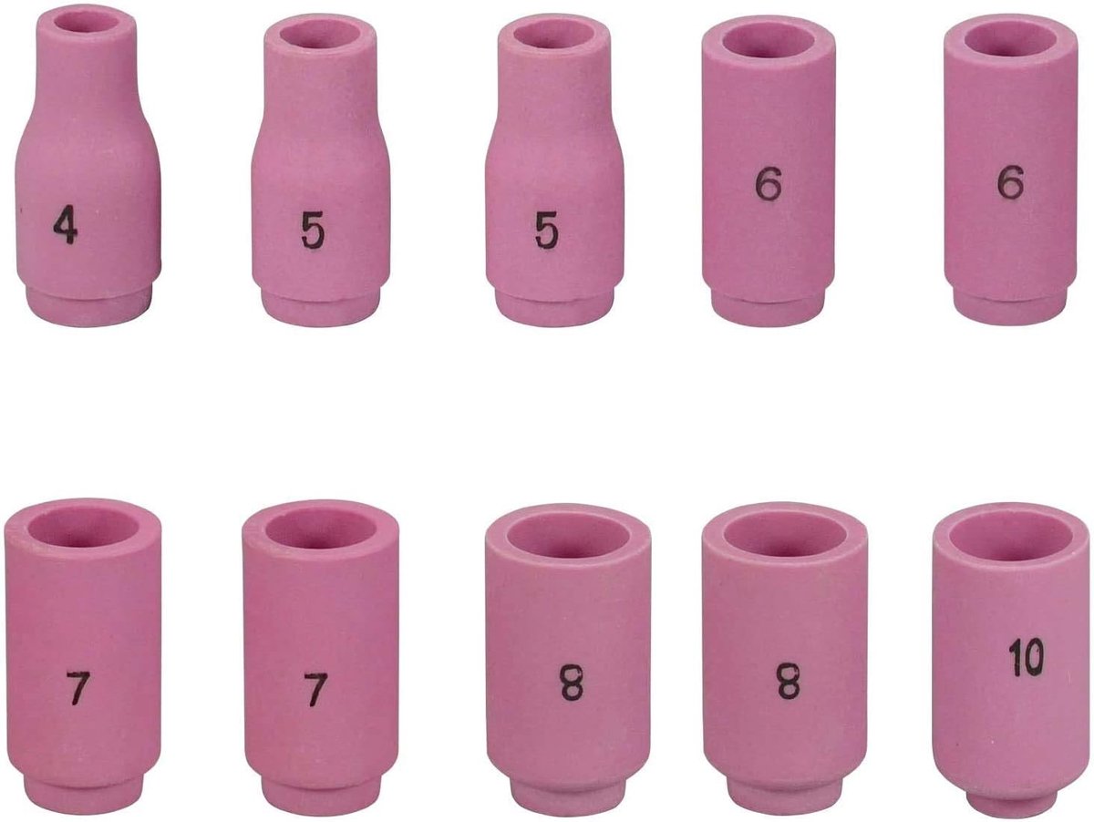 TIG Alumina Nozzle Kit 10pcs - Diverse Maten - Keramische Kappen - Geschikt voor SR WP 9 17 20 25 - ShopVlot