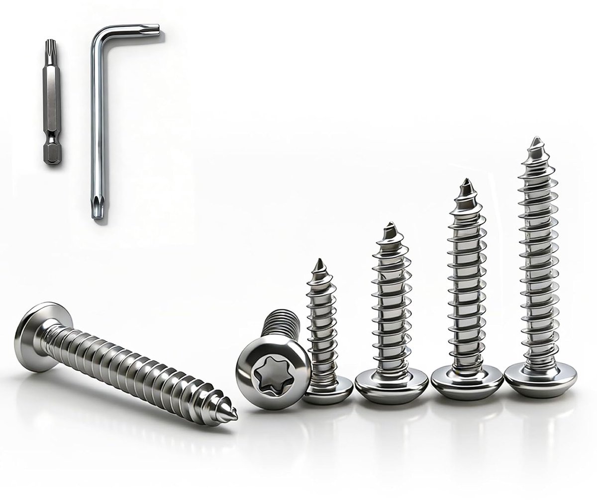 M4 x 20 mm zelftappende anti-diefstal schroeven - roestvrij staal - Torx lenskop - ideaal voor meubels en apparaten - ShopVlot